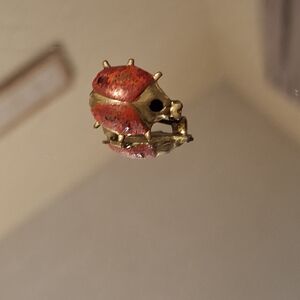 Gold and Red Lady Bug Pin Brooch Vintage
